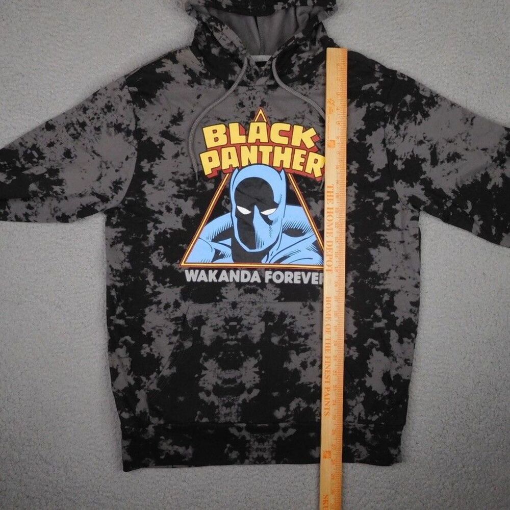 Marvel Black Panther Hoodie Men Medium Gray Tie Dye Wakanda Forever Pullover NWT - Picture 9 of 12